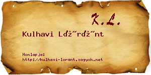 Kulhavi Lóránt névjegykártya